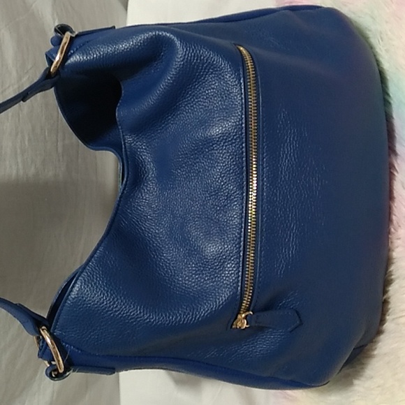 Authentic Laggo Genuine Blue Leather Hobo Shoulder Bag - Picture 2 of 16